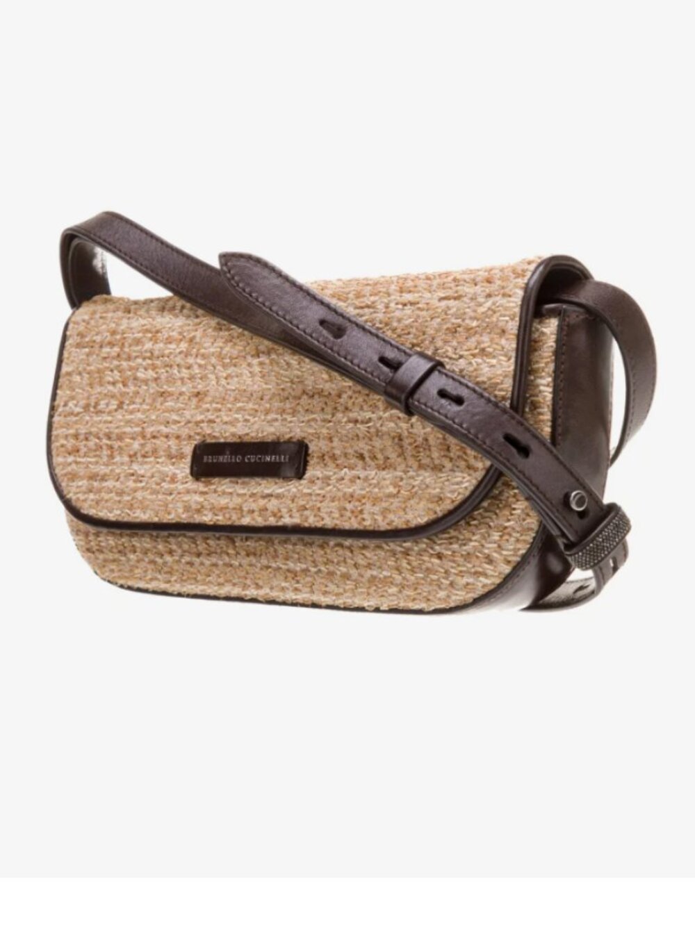 $1490 NEW Brunello Cucinelli Raffia Shoulder Bag